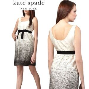 Kate Spade Trish Be Dazzled Dress Cream Black Velvet Bow Formal Cocktail 10